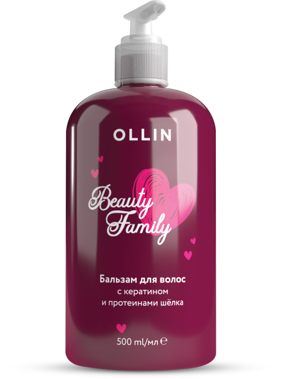 OLLIN BeautyFamily Бальзам для волос с кератином и протеинами шелка 500 мл★salonmed.ru